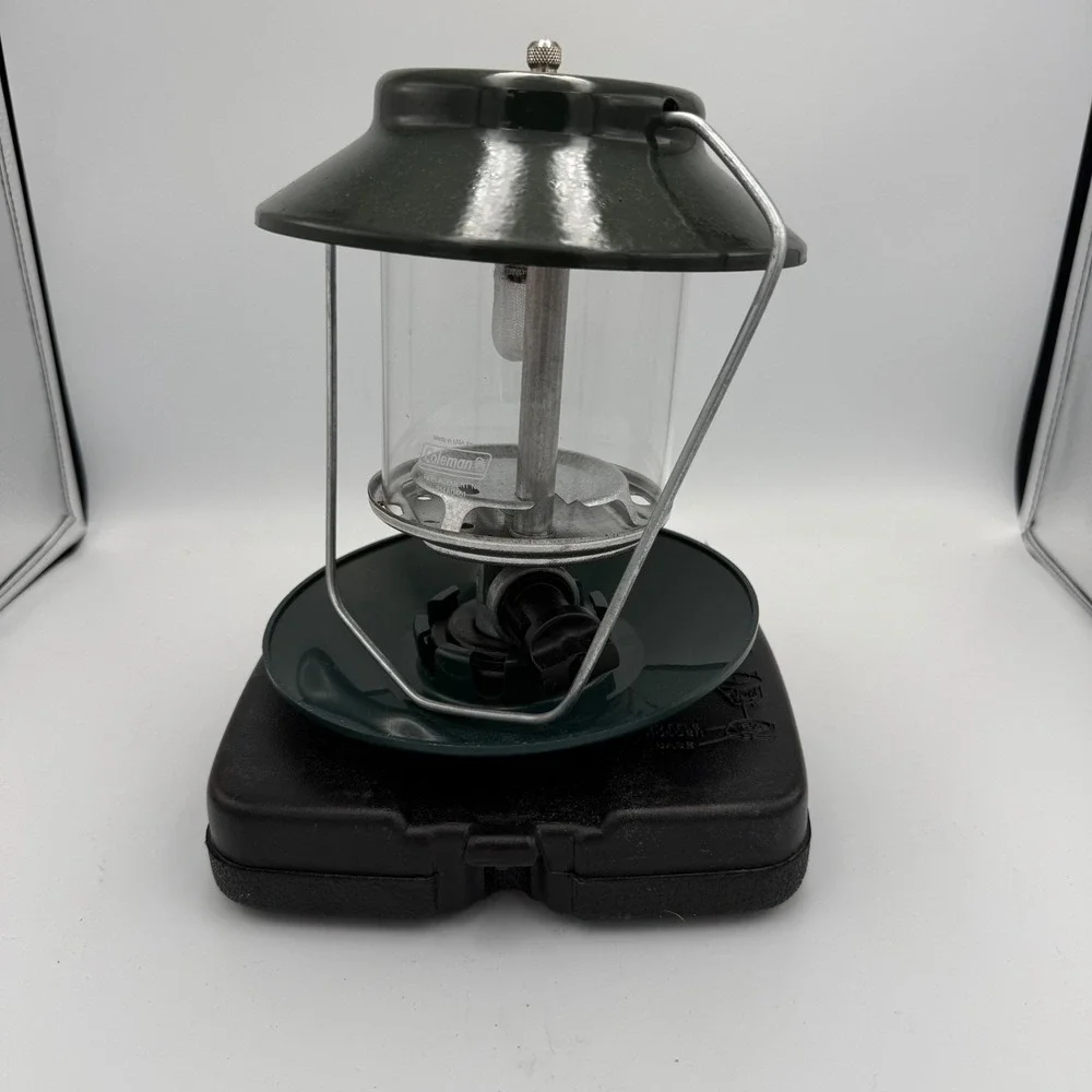 Coleman Propane Lantern with Red Hard Carry Case Model 5154 Green Vintage Style